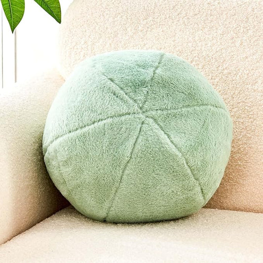 Uvvyui Sage Green Ball Pillow, 11.8" Cute Round Throw Pillow Faux Rabbit Fur Room Decorative Throw Pillow, Ball Shaped Pillow Plush Cushion for Couch, Sofa, Bedroom