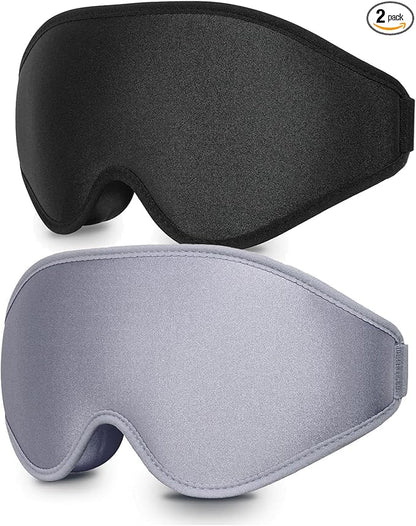 2 Pack Eye Mask for Sleeping - AUPHIL 3D Contoured Eye Mask with Eye Cup Blackout Sleeping Mask, Zero Pressure Eye Cover Sleep Mask for Women Men Side Sleeper 100% Light Blocking Blindfold