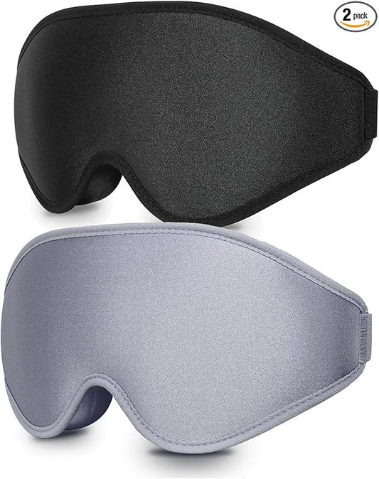 2 Pack Eye Mask for Sleeping - AUPHIL 3D Contoured Eye Mask with Eye Cup Blackout Sleeping Mask, Zero Pressure Eye Cover Sleep Mask for Women Men Side Sleeper 100% Light Blocking Blindfold