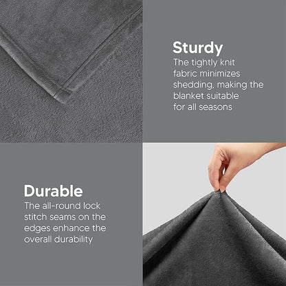 Utopia Bedding Fleece Blanket California King Size Grey 300GSM Luxury Fuzzy Soft Anti-Static Microfiber Bed Blanket (102x96 Inch)