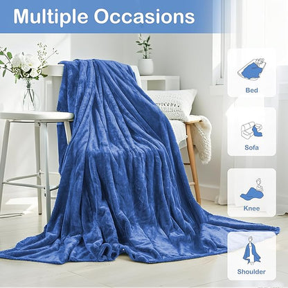 Electric Heated Blanket Queen Size 84"×90" Dual Control, 5 Heating Settings & 10Hs Auto Off, Overheat Protect, Energy Efficient, for Sofa & Bed, Machine Washable, Denim Blue
