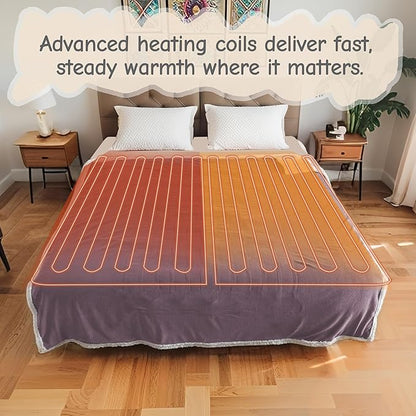Electric Heated Blanket Twin Size 62"x84", Soft Flannel with Overheat Protection, 9 Adjustable Heat Settings & 10-Hour Auto-Off Timer, Fast Heating for Winter Comfort, Purple
