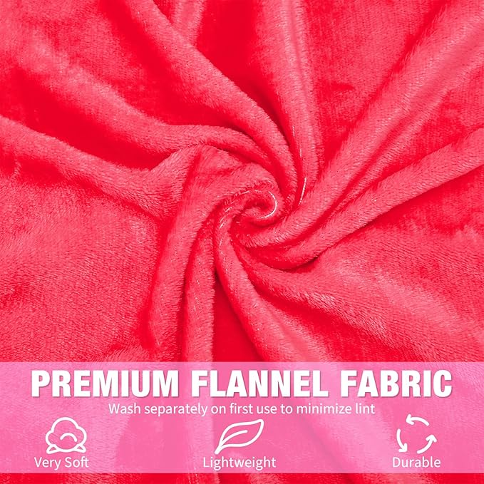12 Pcs Fleece Blankets for Girls Sleepover Party Soft Fuzzy Throw Blanket 40 x 60 Inch Warm Flannel Blanket for Teenager Bed Travel SPA Movie Party(Rose Red)