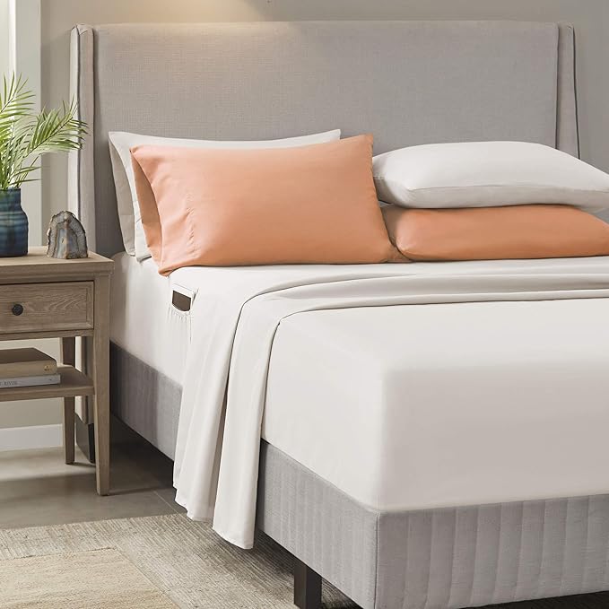 Comfort Spaces Bed in A Bag - Trendy Casual Design Cozy Comforter with Complete Sheet Set with Side Pocket, All Season Cover, Matching Shams, Full(80"x90"), Gloria, Damask Coral 9 Piece