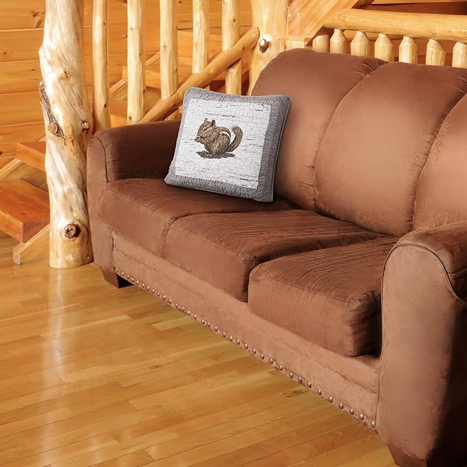 Donna Sharp Throw Pillow - Birch Forest Lodge Decorative Throw Pillow with Chipmunk Pattern - Square