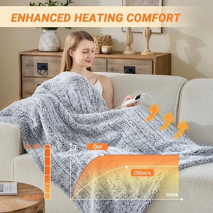 Heated Blanket Heated Twin, Electric Blanket 62"x84" Heating Blanket with 8 Hours Auto Off 10 Fast Heating Levels Machine Washable Sherpa Heated Blanket with Overheating Protection