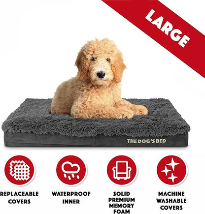The Dog’s Bed Orthopedic Memory Foam Dog Bed Mattress, Fur Fabric, Grey Fur, L, 4-Inch