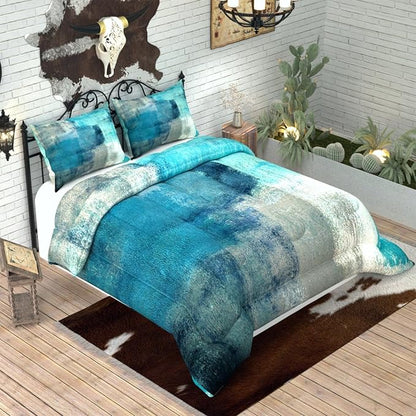 Teal Grey Comforter Sets for Kids Adults,3D Pattern with Bright Colors,Decorative Bedding Comforter Sets with 2 Pillow Shams, Queen Size