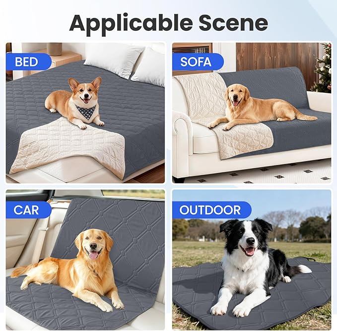 Waterproof Couch Covers for Pets, Waterproof Dog Bed Cover, Anti-Slip Soft Dog Blankets, Couch Cover for Dogs Washable, Pet Blanket for Puppy Large Dogs Cat (82x120 Inch, Dark Grey)