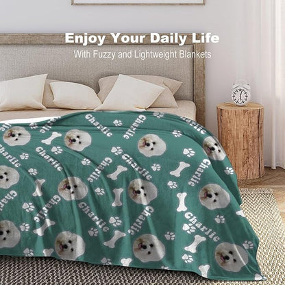 Personalized Dog Blanket with Name Customized Paw Prints Pet Blanket Loss Memorial Soft Throw Blankets Customized Pet Bereavement Gift Blanket Gift for Dog Lover Dog Mom Dog Dad