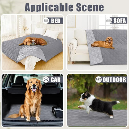 Smiry Waterproof Dog Bed Cover Blanket 68x82, Soft Reversible Pet Blanket, Washable Leakproof Cats Dogs Couch Cover for Sofa, Couch, Furniture, Grey/Light Grey