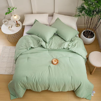 Softness California King Comforter Set,Super Soft Washed Polycotton Fabric,Cozy Comfy Down Alternative Bed Blanket Comforter & Pillowcase Lightweight Warm for All Season,Cal King Sage Green