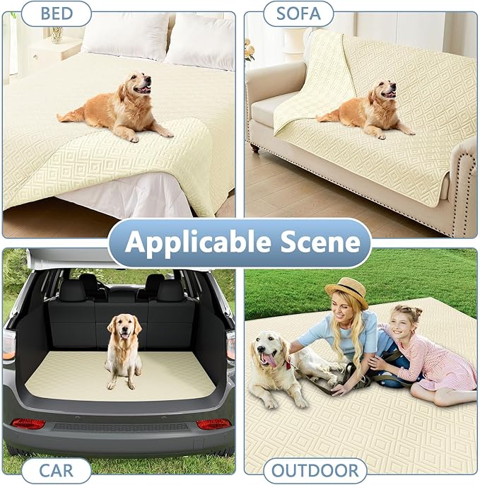 hyha Waterproof Dog Blanket, Soft Dog Bed Cover Pet Blankets, Waterproof Sofa Couch Cover for Dogs Washable, Reversible Pet Couch Covers for Sofa Furniture (30x70 Inch, Beige/Beige)