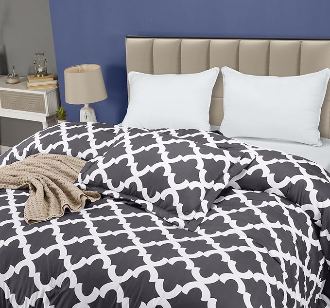 Twin Comforter Set 2 Piece Grey by Utopia Bedding, Printed Comforters Twin Size, Bedding Comforters Sets, Down Alternative Soft Bed Set, 1 Comforter (64 x 88 inches) 1 Pillow Shams (20 x 26 inches)