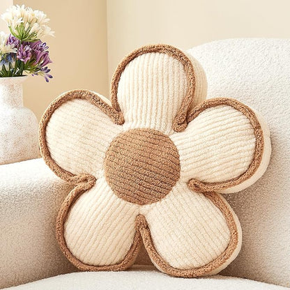 Ivory Flower Shaped Pillow,13.7'' Flower Throw Pillow Floor Cushion for Sofa Couch Bed,Soft Daisy Pillow Decorative Throw Pillow Seating Cushion for Home Decor