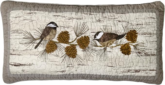 Donna Sharp Throw Pillow - Birch Forest Lodge Decorative Throw Pillow with Chickadee Pattern - Rectangular