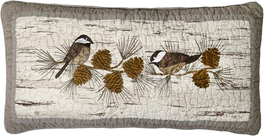 Donna Sharp Throw Pillow - Birch Forest Lodge Decorative Throw Pillow with Chickadee Pattern - Rectangular