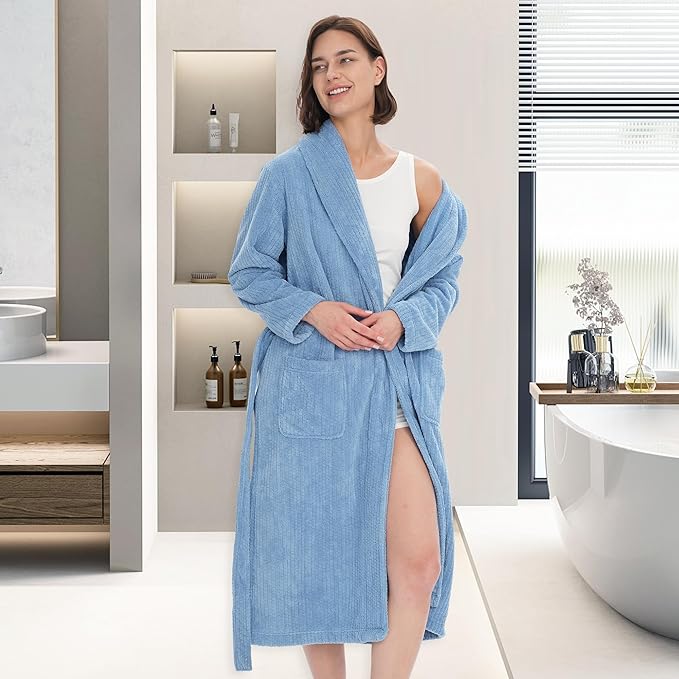 Women's Shawl Collar Bathrobe, Soft Long Towel Robes for Women - Super Absorbent Quick Dry yet Warm