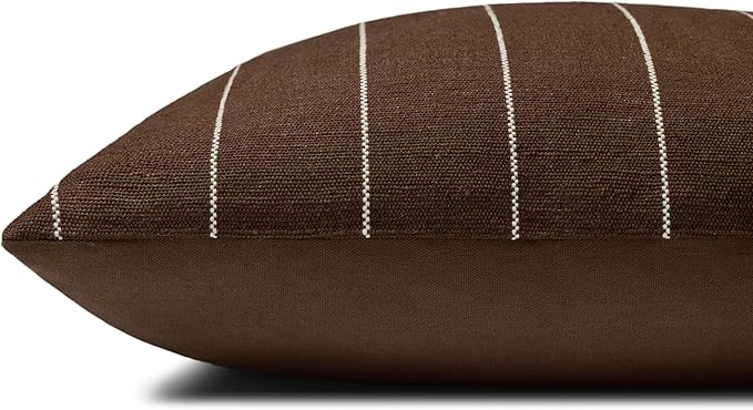 Loloi Amber Lewis Keisha Collection PAL0046 Chocolate/Natural 18'' x 18'' Cover w/Poly Pillow