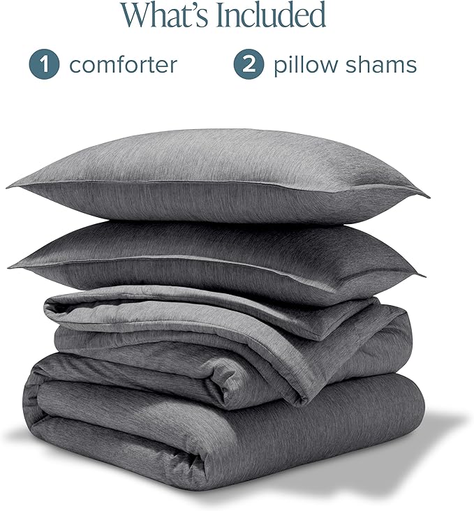 Bare Home Comforter Set - Queen Size - Ultra-Soft - Goose Down Alternative - Premium 1800 Series - All Season Warmth Comforter (Queen, Heathered Charcoal)