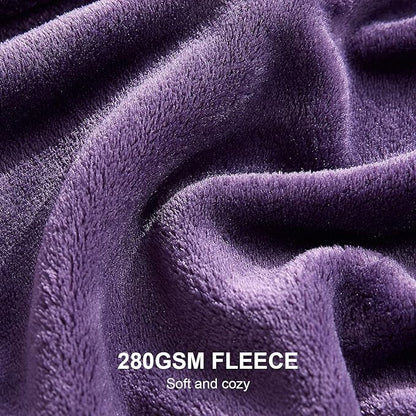 Hansleep Fleece Queen Blanket for Bed Fleece Purple, Queen Size Super Soft Flannel Fuzzy Plush Cozy Blanket for All Seasons, Purple, Queen 90x90 Inches