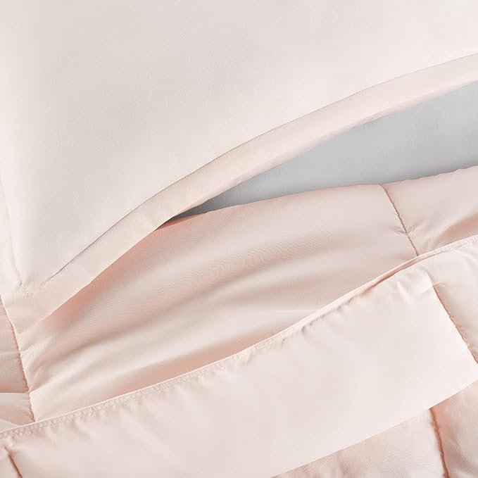 SERTA Simply Clean Ultra Soft Hypoallergenic Solid 3 Piece Comforter Set, King, Blush