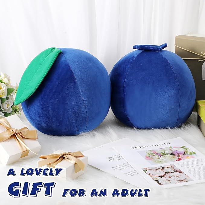 Decorative Cute Blueberry Plush Pillow Kawaii Fruit Gifts Stuff Hugging Plushies Gift Soft Novelty Pillow Cushion Seat Decor for Gift Home Decor