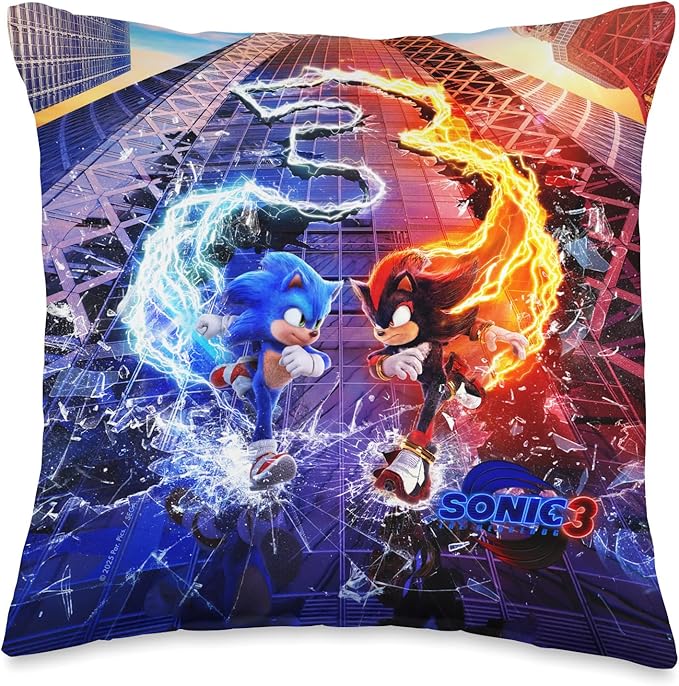 Sonic The Hedgehog 3 - Sonic VS Shadow Throw Pillow