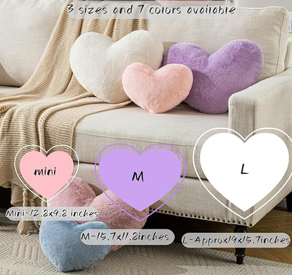 Heart Pillow Pink Heart Shaped Throw Pillows Super Soft Faux Rabbit Fur Heart Throw Pillow Valentines Day Decorations Pillow,Wedding Decor