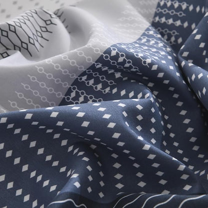 Litanika Oversized King Comforter Set Black Blue 120x98-3 Pieces Lightweight Colorblock Stripe Fluffy Bedding Comforter Sets, All Season Bed Set