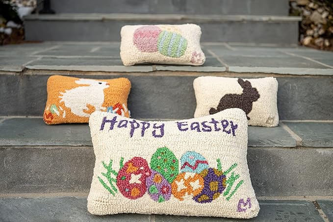 Chandler 4 Corners Artist-Designed Chocolate Bunny Hand-Hooked Wool Decorative Throw Pillow - Easter Pillow for Couches & Beds - Easy Care & Low Maintenance-Bunny, Hare-Themed Home Decor
