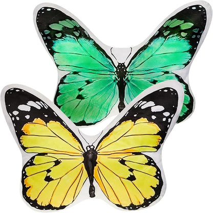 Juexica 2 Pcs 3D Butterfly Pillow Decorative Butterfly Stuffed Animal Throw Pillow Plush Gifts for Women Decorations for Fireplace Mantel Bedroom Couch Seat Cushion Garden, 15x13 Inch(Yellow, Green)