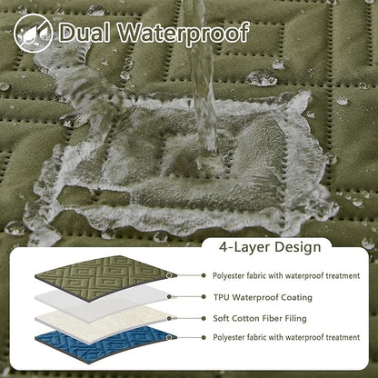 hyha Waterproof Dog Blanket, Soft Pet Bed Blankets, Waterproof Sofa Couch Cover for Dogs Washable, Reversible Pet Couch Covers for Sofa Furniture (40x50 Inch, Green/Navy Blue)