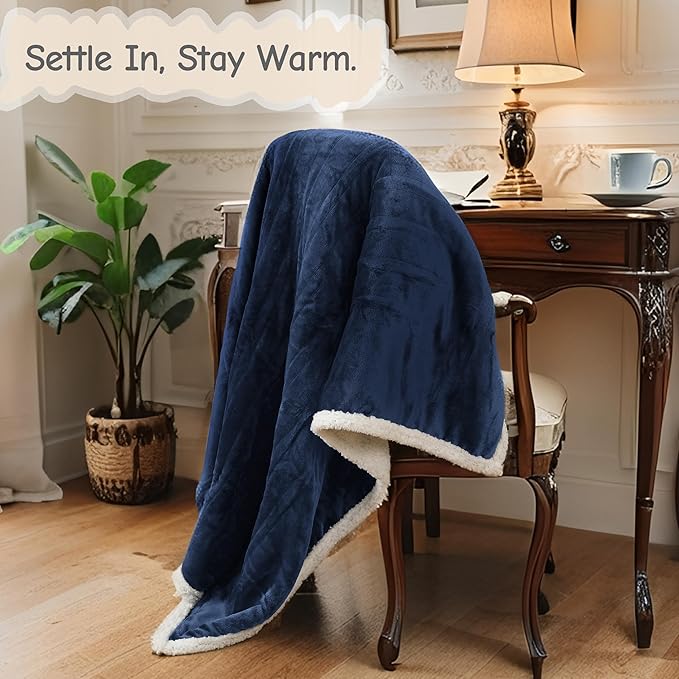 Electric Heated Blanket Full Size 72"x84", Soft Flannel with Overheat Protection, 9 Adjustable Heat Settings & 10-Hour Auto-Off Timer, Fast Heating for Winter Comfort, Navy Blue