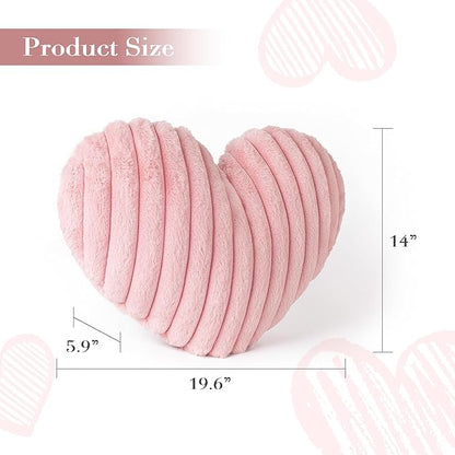 AELS Heart Shaped Pillow, 20 Inches Heart Decorative Throw Pillows, Faux Fur Love Pillows Pillow, Cute Valentines Day Decorations, Wedding Decor, Living Room Bedroom Nursery Decor, Pastel Pink