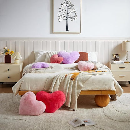 EastTree Heart Pillows, Peach Pink Heart Shaped Pillows, Ultra Soft Extra-Large Fluffy Pillows, Love Throw Pillows Gifts, Women Girls Living Room Decor 15x18 Inch