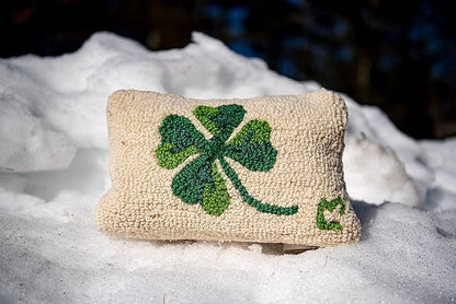 Chandler 4 Corners Artist-Designed Shamrock Hand-Hooked Wool Decorative Throw Pillow (8 in x 12 in) St Patrick's Pillow for Couches & Beds-Easy Care & Low Maintenance - St Patty's Day Irish Pillow
