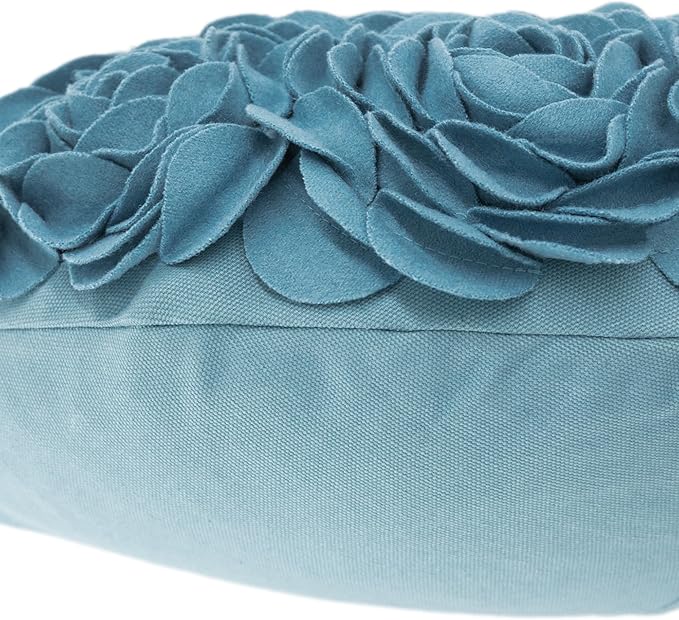 JWH Valentine's Day Throw Pillow Covers Decorative Flower Accent Pillow Cases Heart Shaped Cushion for Couch Living Room Bed Chair 14 x 16 Inches Teal Blue
