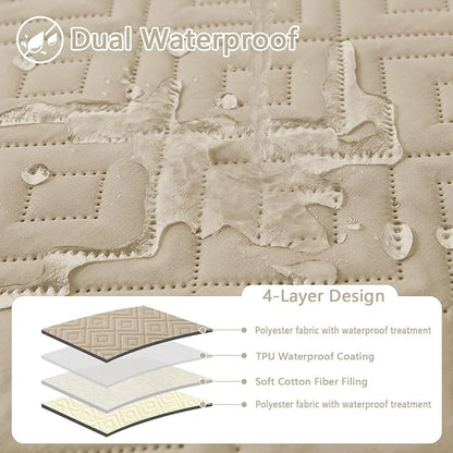 hyha Waterproof Dog Blanket, Soft Pet Bed Blankets, Waterproof Sofa Couch Cover for Dogs Washable, Reversible Pet Couch Covers for Sofa Furniture (68x82 Inch, Taupe/Beige)