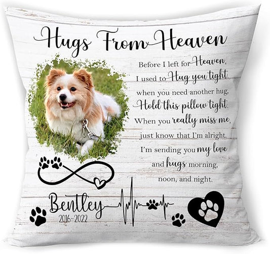 Custom Pet Memorial Throw Pillow (Insert Included), Sympathy Gift for Pet Loss, Dog Memorial Gifts, Photo Pillow Case Cover