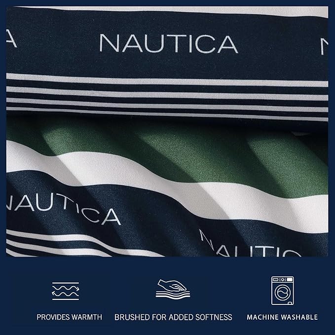 Nautica - King Comforter Set, Soft Woven Bedding with a Lightweight for Year Round Comfort, 5 Piece Bed Set with Matching Pillowcases & Bonus Throw Pillows (Elliot Blue)