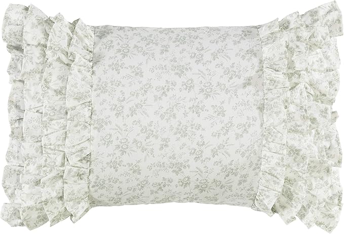 Laura Ashley Home - Throw Pillow with Envelope Closure, Elegant Home Decor for Bed or Sofa (Harper Pale Green, 14" x 20")