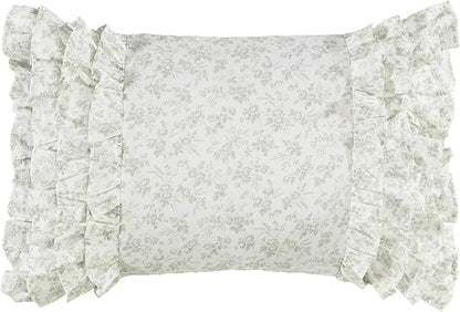 Laura Ashley Home - Throw Pillow with Envelope Closure, Elegant Home Decor for Bed or Sofa (Harper Pale Green, 14" x 20")
