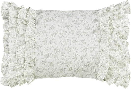 Laura Ashley Home - Throw Pillow with Envelope Closure, Elegant Home Decor for Bed or Sofa (Harper Pale Green, 14" x 20")