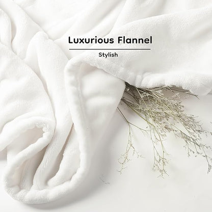 Electric Heated Blanket Throw Size 50"×60", Breathable & Luxurious Flannel, Soft Warm Gift with Over-Heat Protection, 4 Heating Levels & 3 H Auto Shut Off, Machine Washable, White
