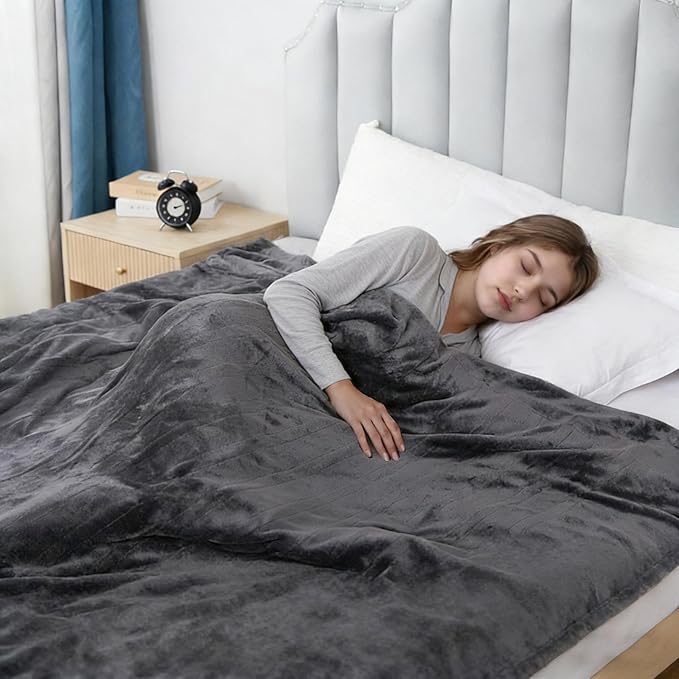 Electric Heated Blanket Full Size 72"x84",Fast Heating Throw, Soft Plush Microplush for Bed & Couch, 10 Hours Auto Off & 5 Heating Levels, Machine Washable, Gifts for Grandma & Family-Dark Gray