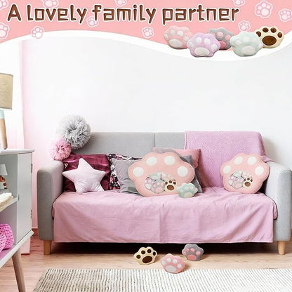 Lewtemi Cute Banana Pillow Kawaii Stuffed Animal Removable Emotional Plush Support Cat Dinosaur Gift for Home Room Positive Decor(Cat Paw)