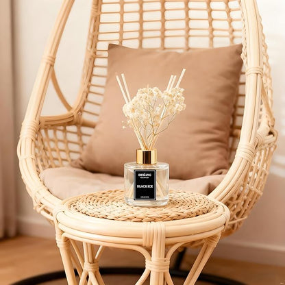 Reed Diffuser Set - 3.38 fl oz Black ice Premium Scented Oil with Preserved Baby's Breath & Cotton 6 Sticks | Long-Lasting Aromatherapy for Home, Bedroom, Bathroom, Office Home Decor
