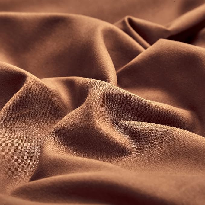 CLOTHKNOW Brown Full Size Comforter Sets Pumpkin Bedding Comforter Sets Soft All Season Caramel Orange Terracotta Comforter with 2 x Pillow Cases