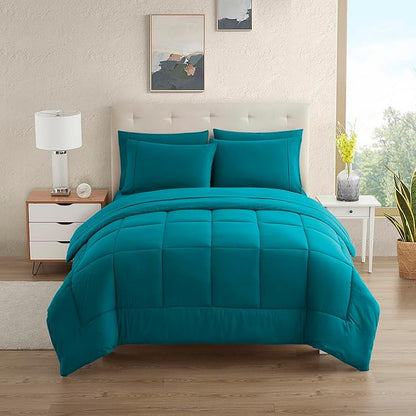 California King Comforter Set - Soft & Breathable 7-Piece Bedding Collection - 1 Comforter, 1 Fitted Sheet, 1 Flat, 4 Pillowcases - Deep Pocket - Premium Quality - Ideal for All Seasons, Teal